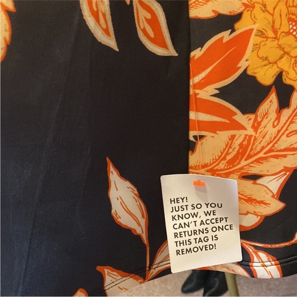 ASOS DESIGN - Black Mini Dress with Orange/Cream Flowers Size 8 - Picture 8 of 11